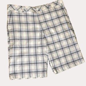 Izod Golf Mens Shorts Plaid White Red Blue 36 bv